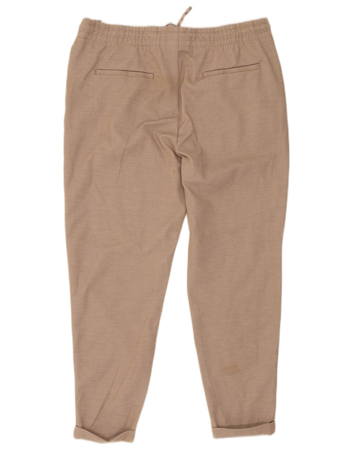 Calça feminina Zara Slim Cropped XL W34 L26 Poliéster Bege