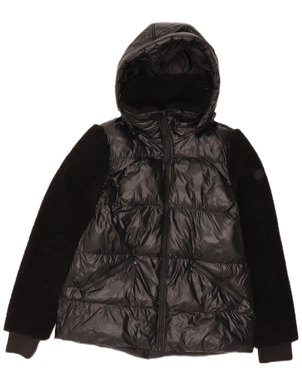 Jaqueta acolchoada com capuz feminino Michael Kors Reino Unido 14 nylon preto médio