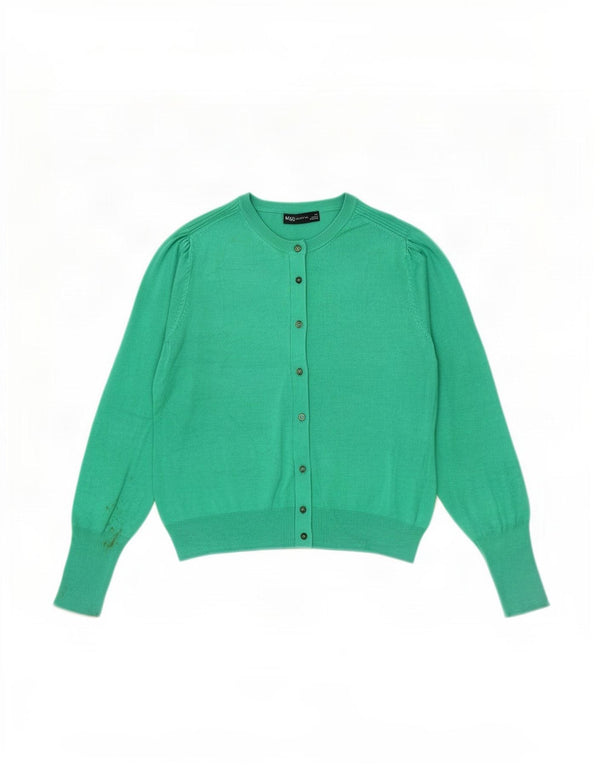 Suéter cardigã feminino Marks & Spencer UK 14 grande viscose verde