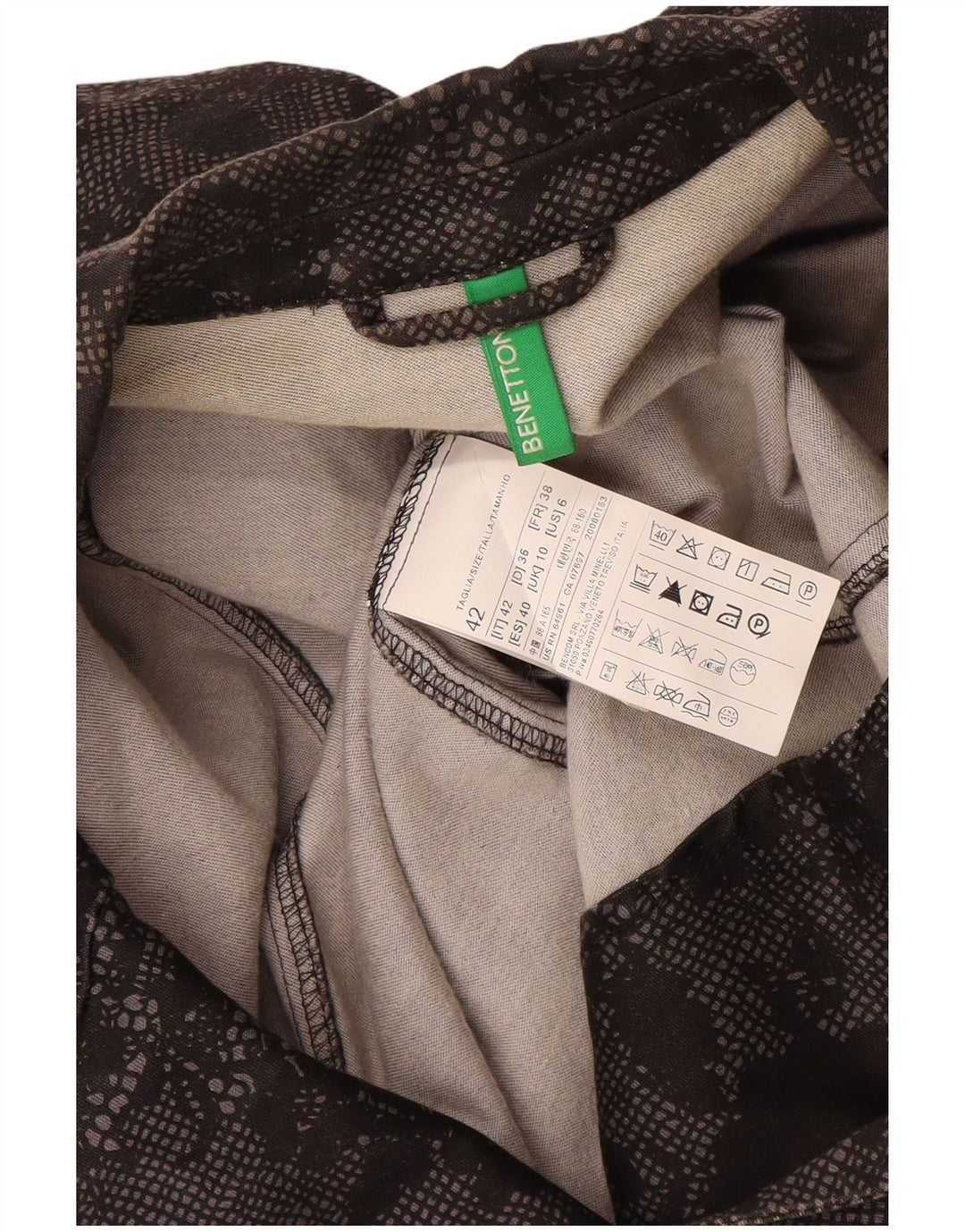 Jaqueta blazer feminina Benetton com 1 botão Reino Unido 10 pequeno algodão floral preto