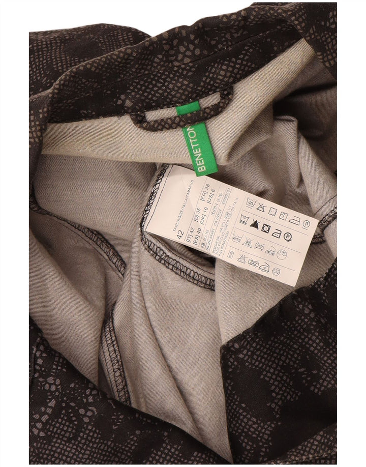 Jaqueta blazer feminina Benetton com 1 botão Reino Unido 10 pequeno algodão floral preto
