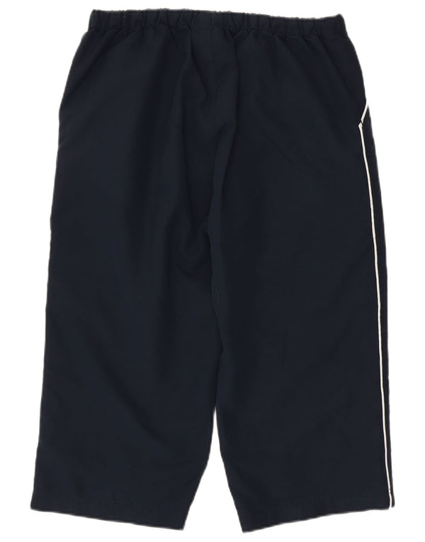 Reebok Womens Capri Calças de treino UK 14 Médio Azul Marinho Poliéster