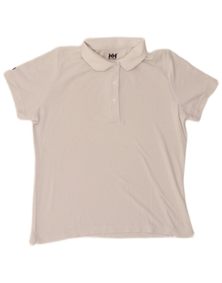 Polo regular feminino Helly Hansen Reino Unido 14 médio branco poliamida