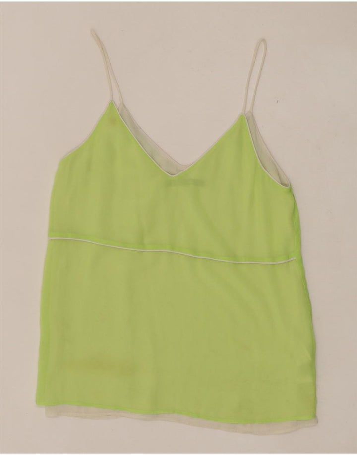 Zara Womens Cami Top UK 10 Pequeno Poliéster Verde