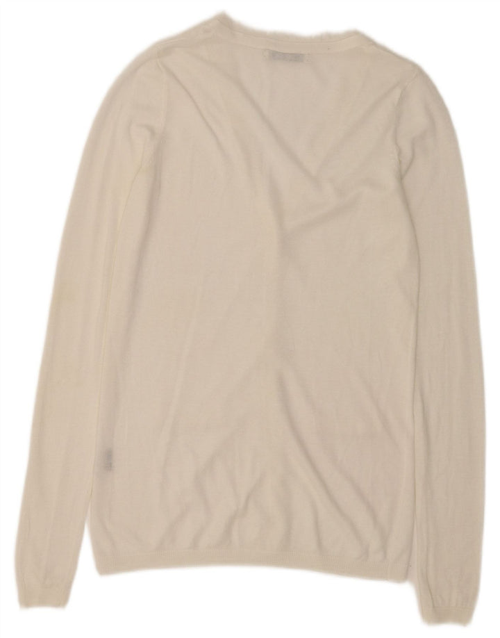 Suéter cardigã feminino Zara Reino Unido 10 pequeno branco