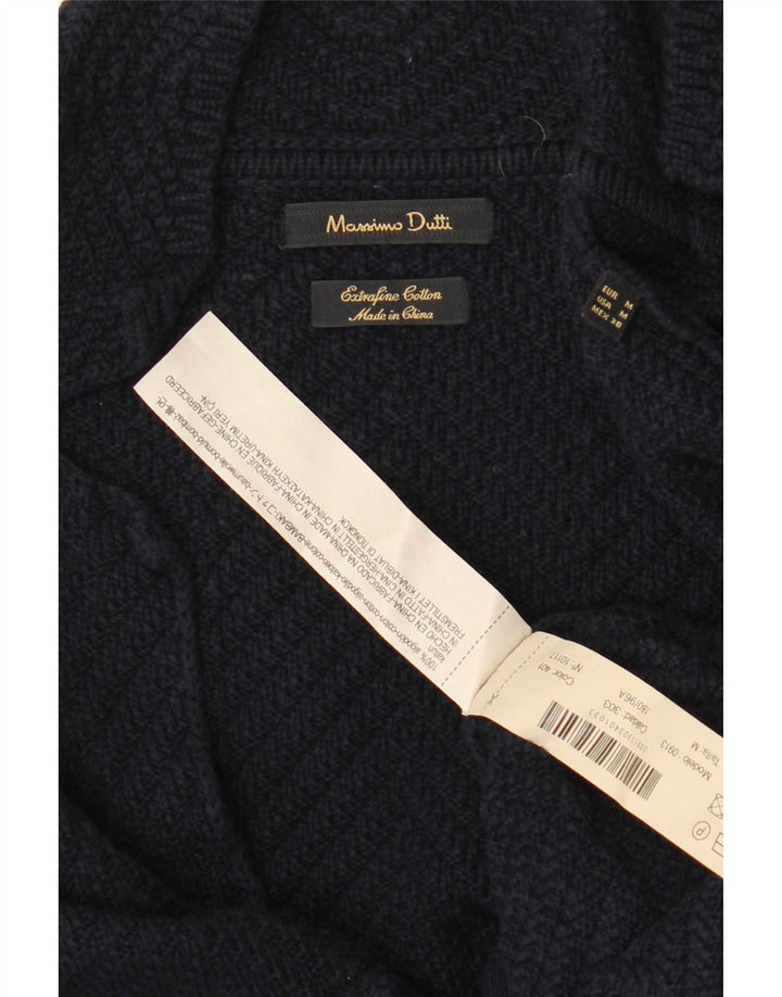 Suéter cardigã masculino Massimo Dutti médio algodão azul marinho