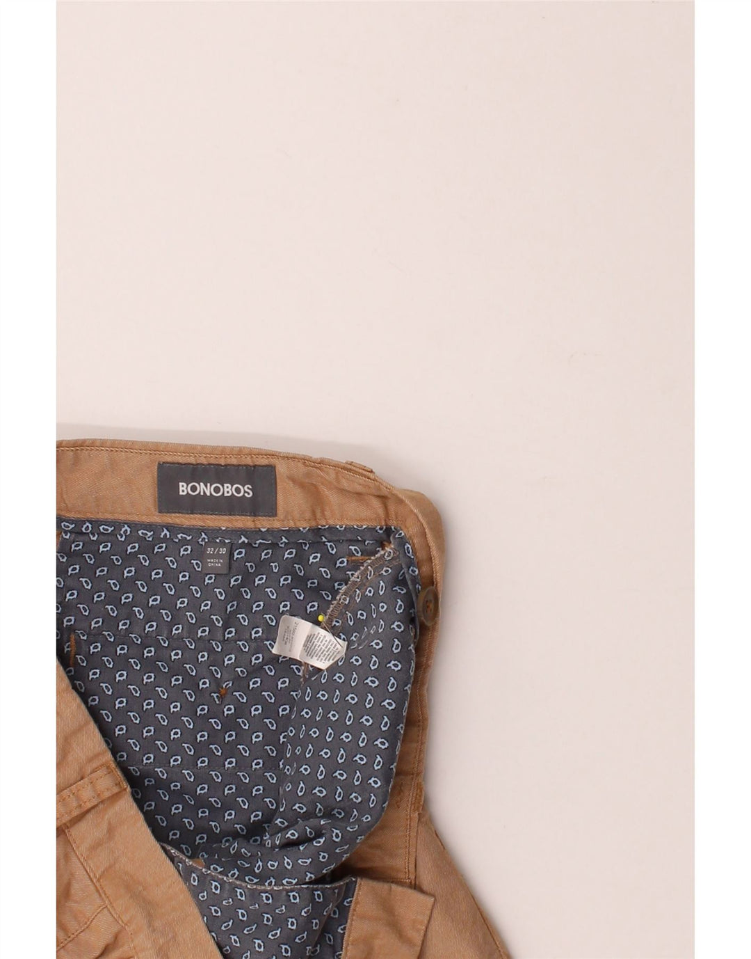BONOBOS Mens Straight Chino Trousers W32 L30 Beige Cotton Vintage BONOBOS and Second-Hand BONOBOS from Messina Hembry 