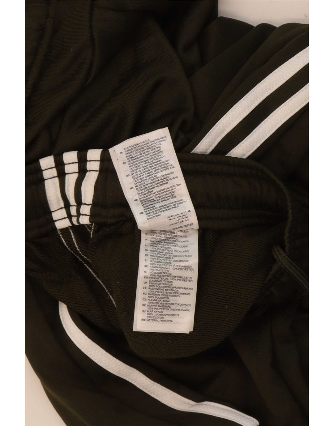 Calça de treino masculina Adidas grande poliéster cáqui
