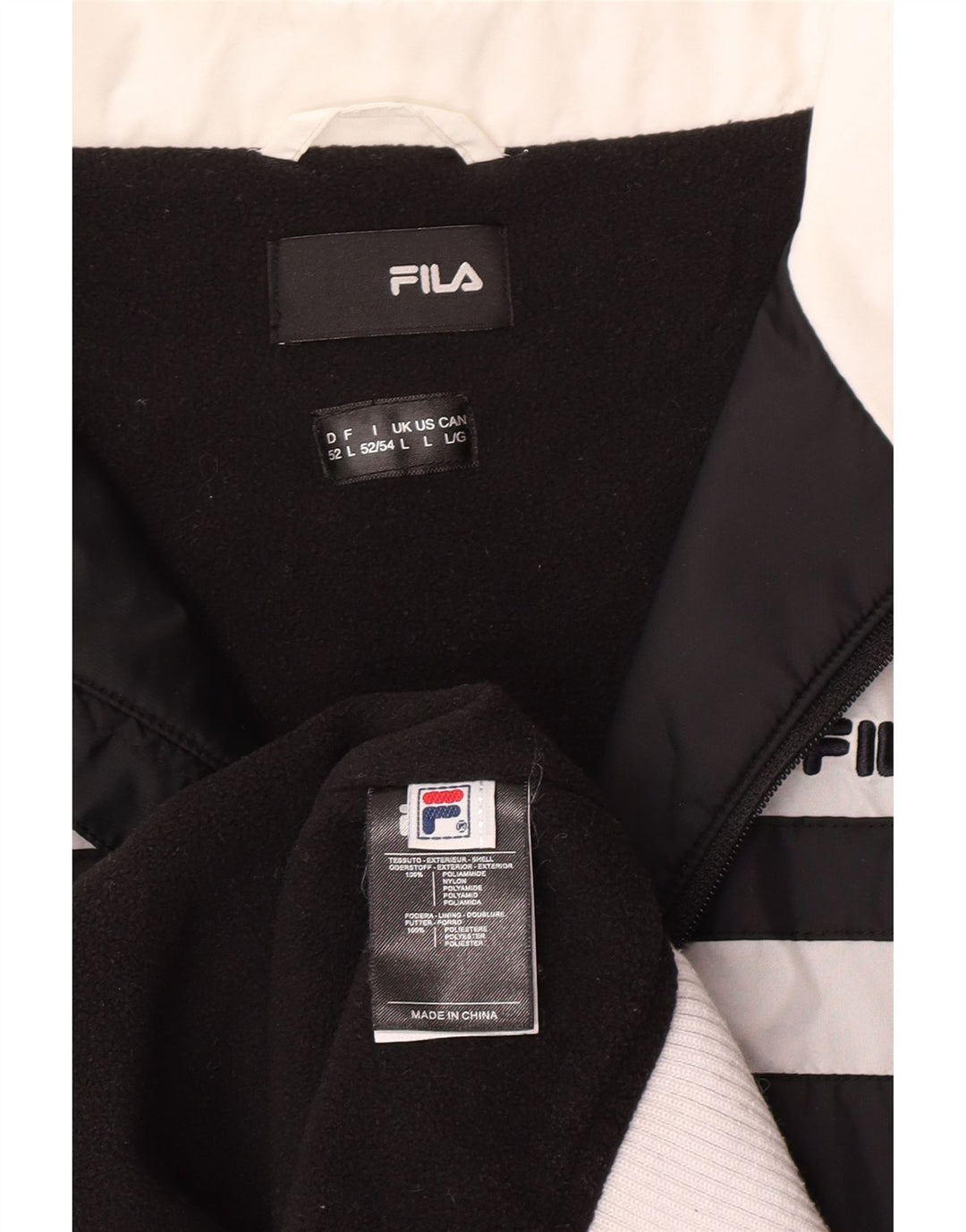 Jaqueta bomber masculina Fila UK 40 grande poliamida colorblock preta