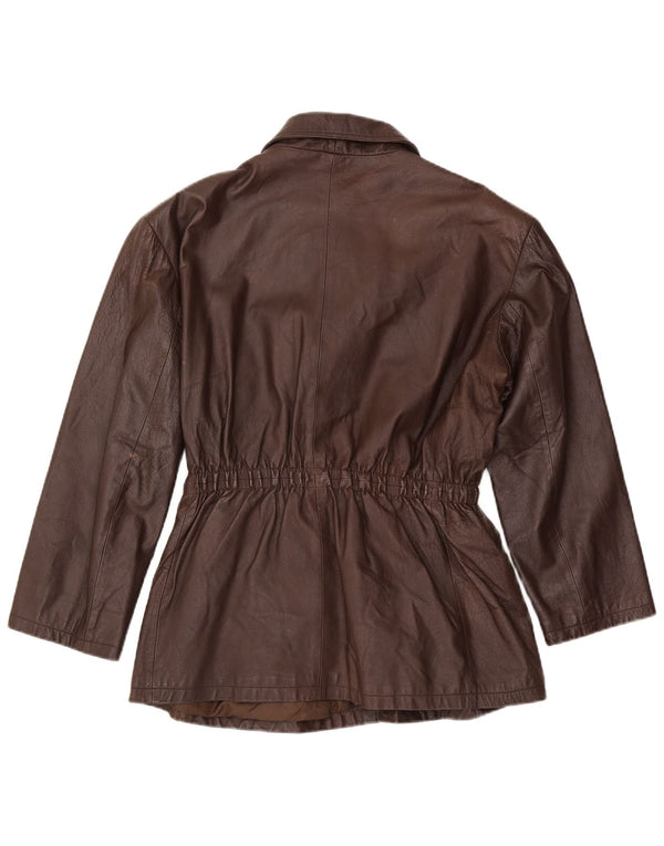 Jaqueta de couro feminina vintage UK 20 2XL marrom