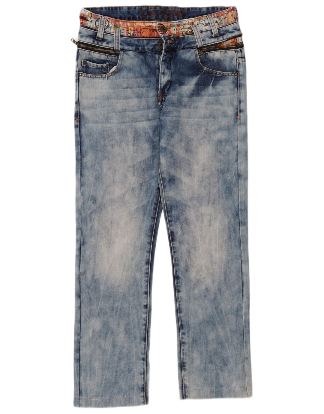 Desigual Calça Jeans Reta Masculina W32 L30 Azul Algodão