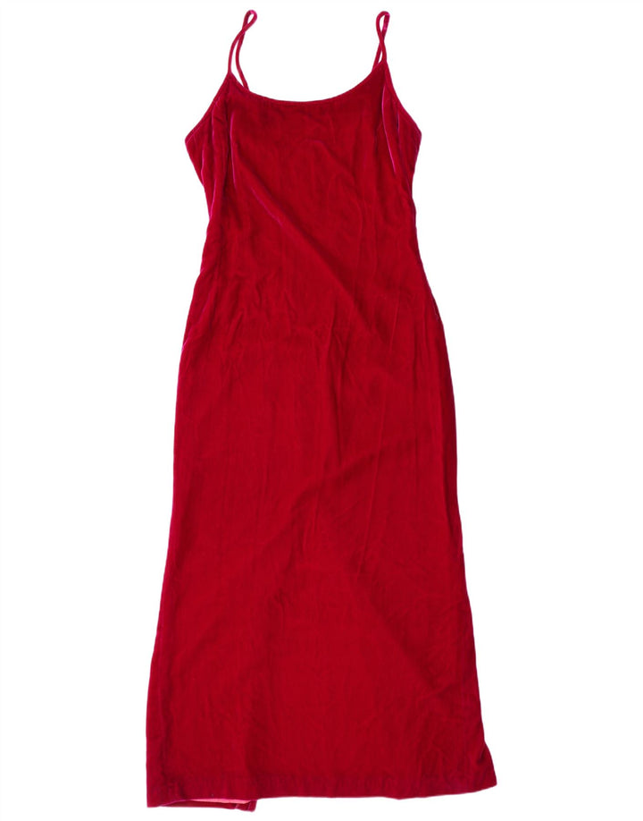 RICHARD LEWIS Vestido maxi feminino de veludo sem mangas Reino Unido 12 rosa médio