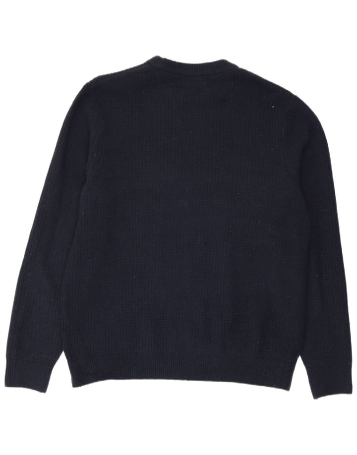 Suéter masculino Marks & Spencer com gola redonda grande acrílico azul marinho