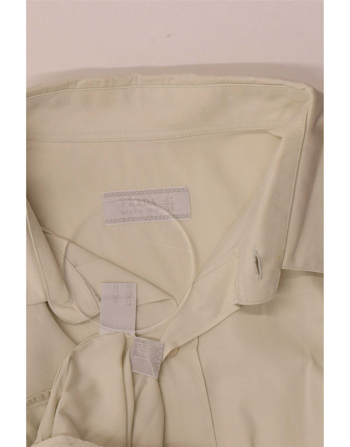 Prada Mens Shirt Tamanho 41 16 Grande Algodão Off White