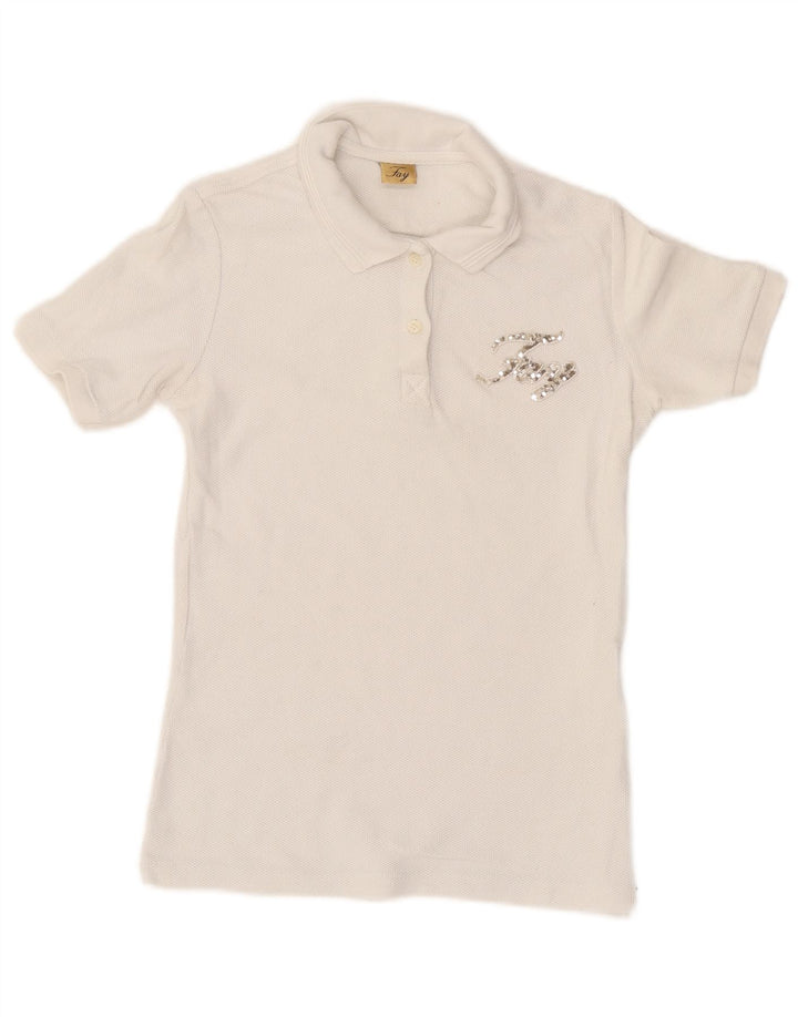Camisa polo feminina FAY UK 10 pequena branca