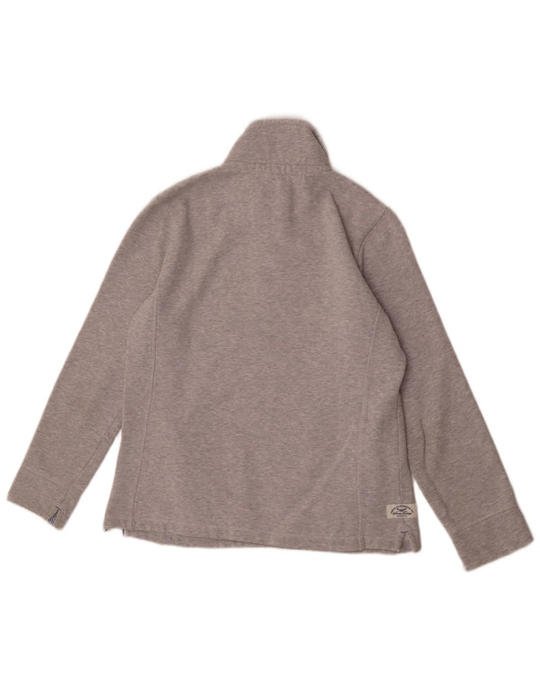 Suéter feminino Crew Clothing com zíper e gola em algodão cinza médio UK 12