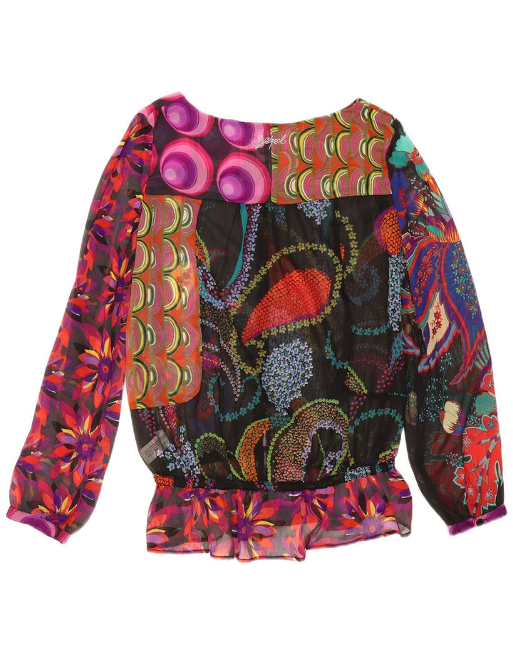 Blusa Feminina Desigual Padrão Abstrato Top UK 18 XL Multicolorido