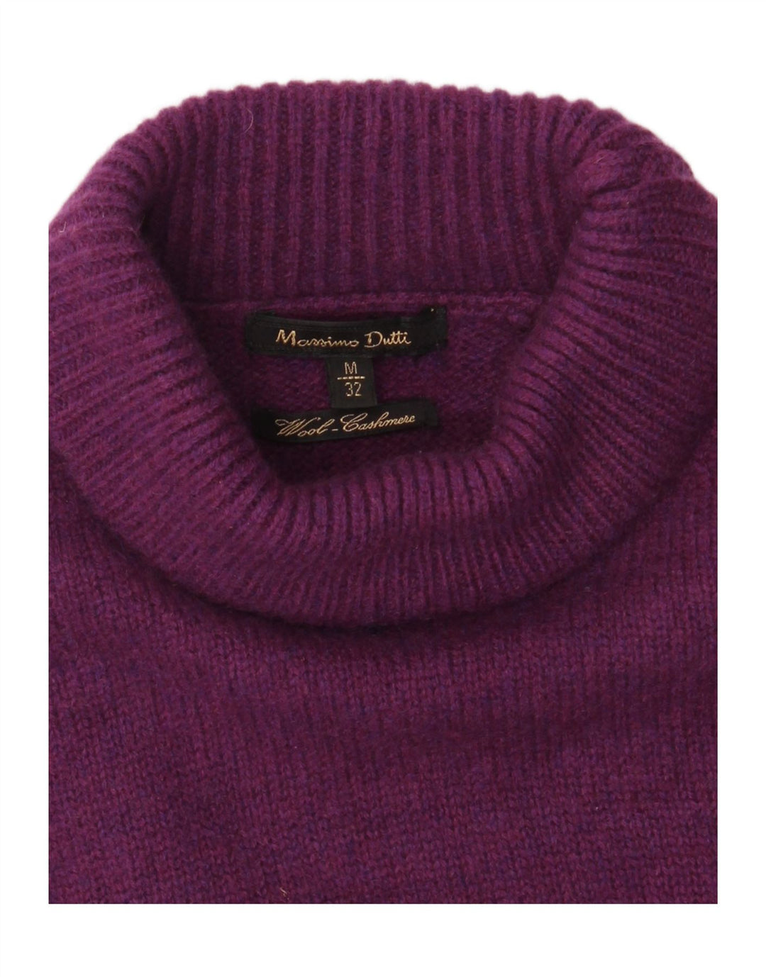 Suéter feminino Massimo Dutti com gola redonda Reino Unido 12 médio roxo