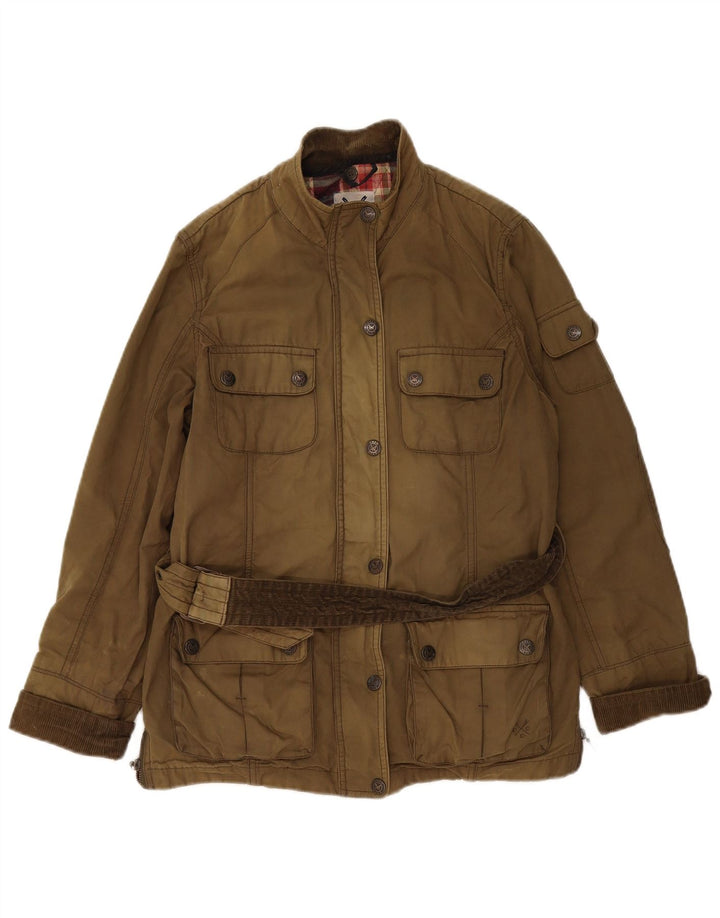 Jaqueta utilitária feminina Crew Clothing UK 12 algodão cáqui médio
