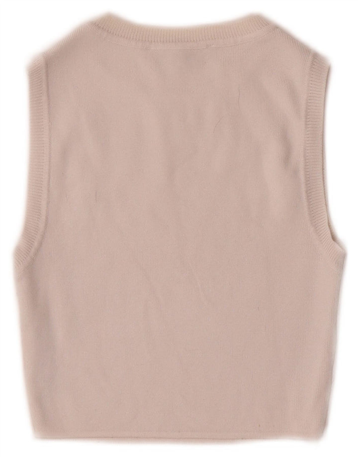 Zara Womens Crop Vest Top UK 8 Pequeno Viscose Branca
