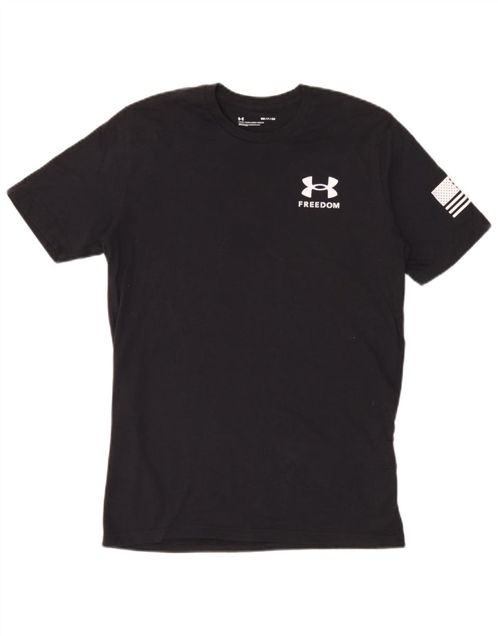 Under Armour Camiseta masculina gráfica top pequeno algodão preto