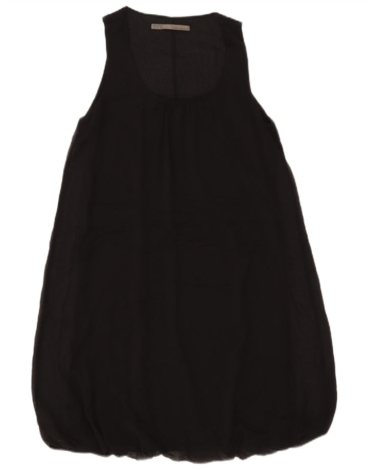 Vestido bolha feminino sem mangas ZARA Reino Unido 14 grande poliéster preto