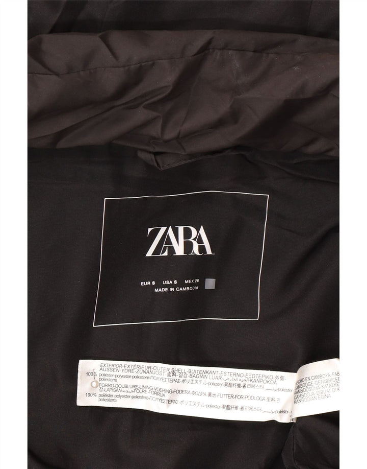 Casaco feminino acolchoado com capuz sem mangas Zara UK 14 poliéster preto médio