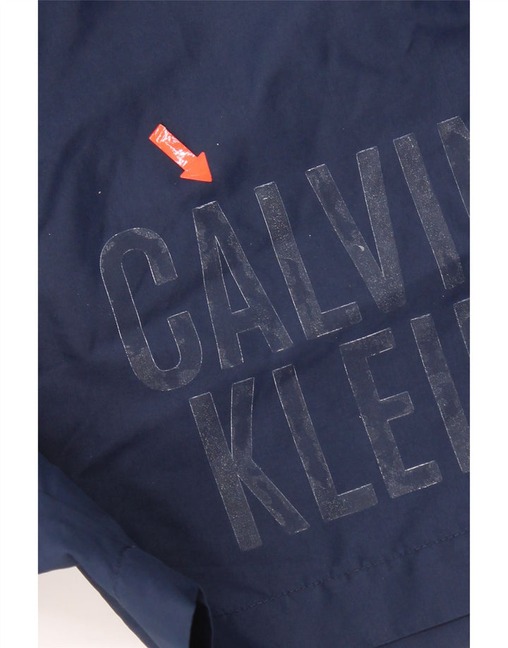Calções de banho masculinos Calvin Klein Graphic azul marinho médio poliéster