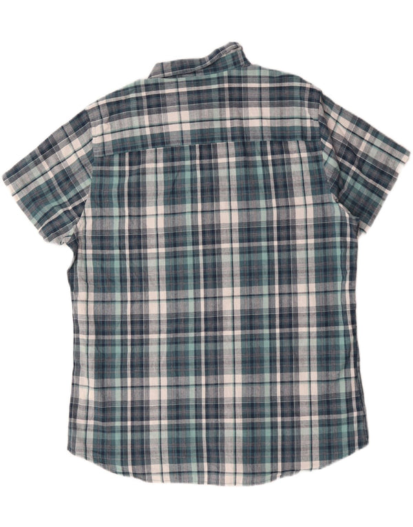 Camisa masculina de manga curta M&CO XL azul xadrez algodão