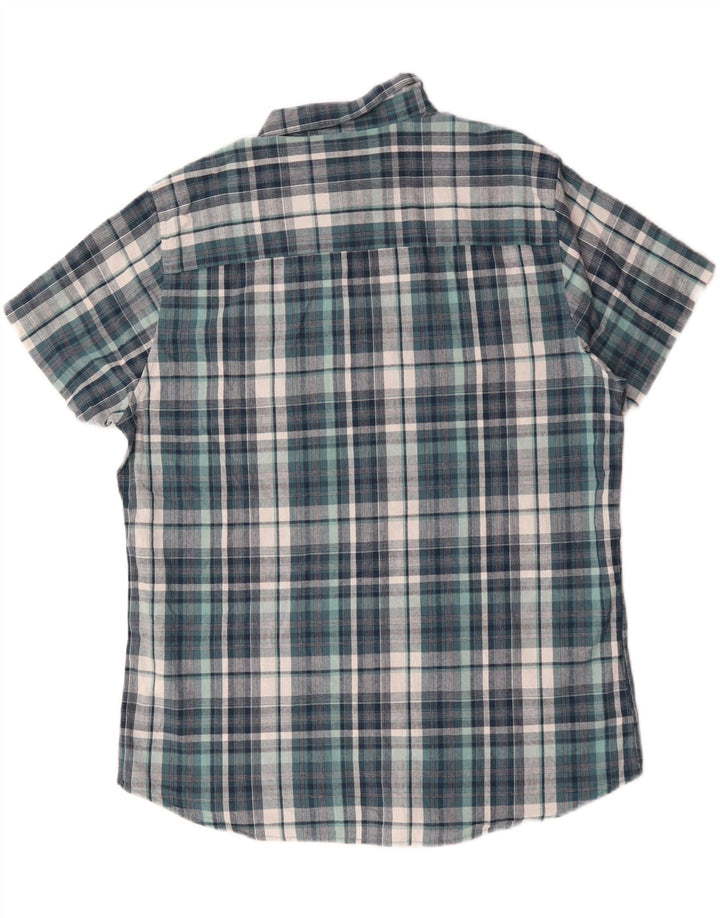 Camisa masculina de manga curta M&CO XL azul xadrez algodão