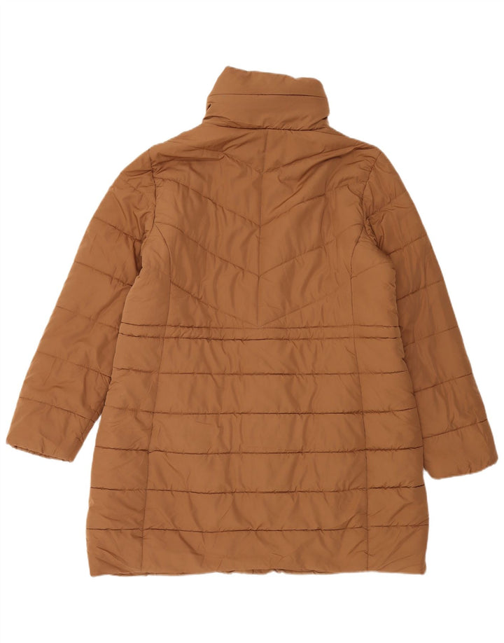 Casaco acolchoado feminino MARKS & SPENCER UK 16 grande poliéster marrom