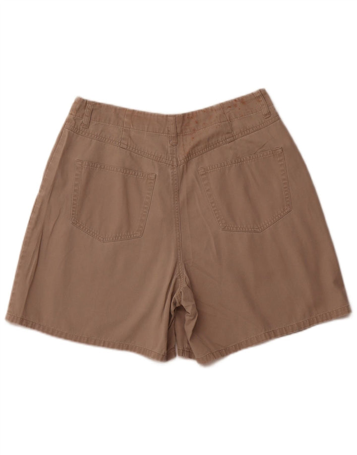 EDDIE BAUER Shorts chino feminino de cintura alta com pregas EUA 12 grandes W30 bege
