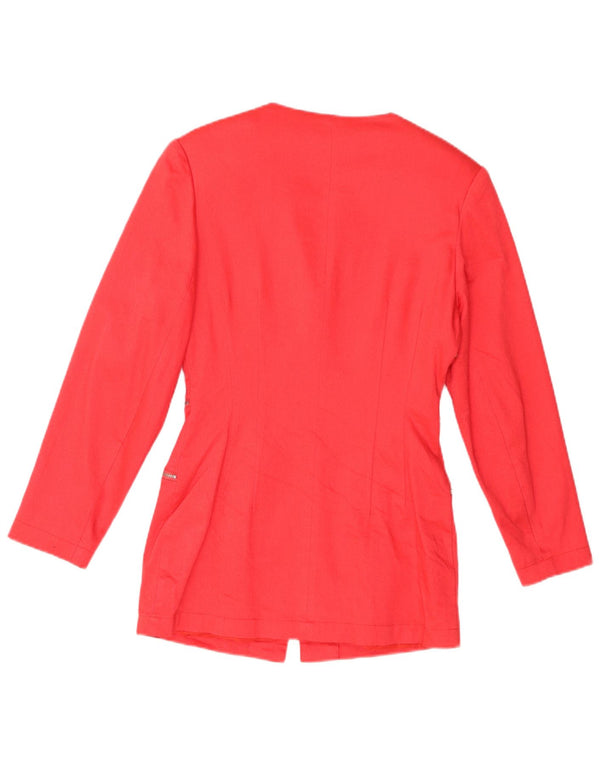Jaqueta blazer feminina vintage com zíper completo Reino Unido 8 pequena viscose vermelha