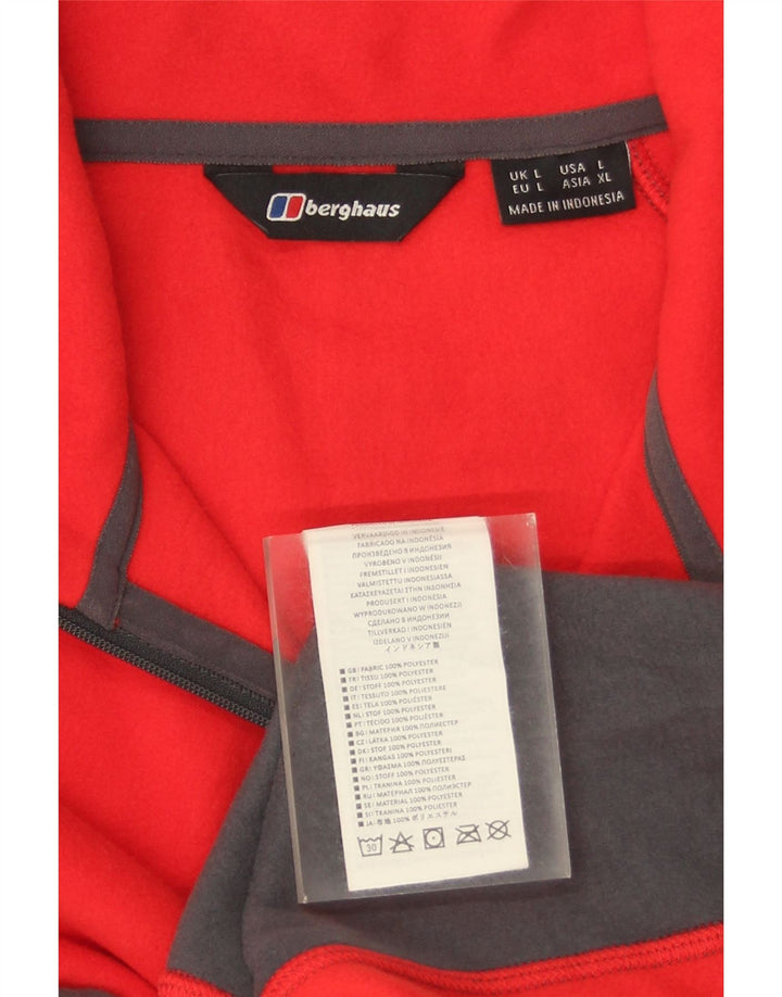 Berghaus Suéter masculino de lã com zíper e gola grande em poliéster vermelho colorblock