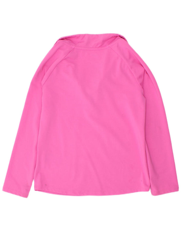 Nike Girls Dri Fit Zip Neck Pulôver Top de treino 5-6 anos rosa médio