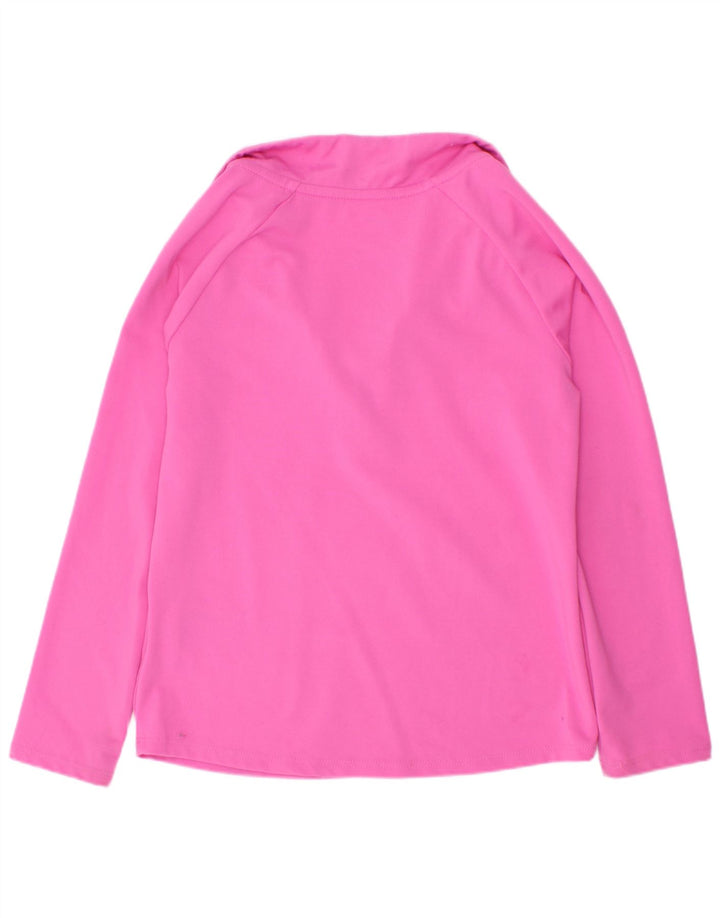 Nike Girls Dri Fit Zip Neck Pulôver Top de treino 5-6 anos rosa médio