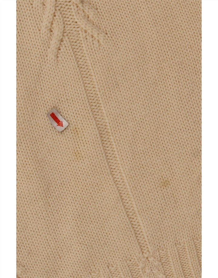 Suéter feminino FRANCESCA com gola redonda Reino Unido 16 grande bege lã nova