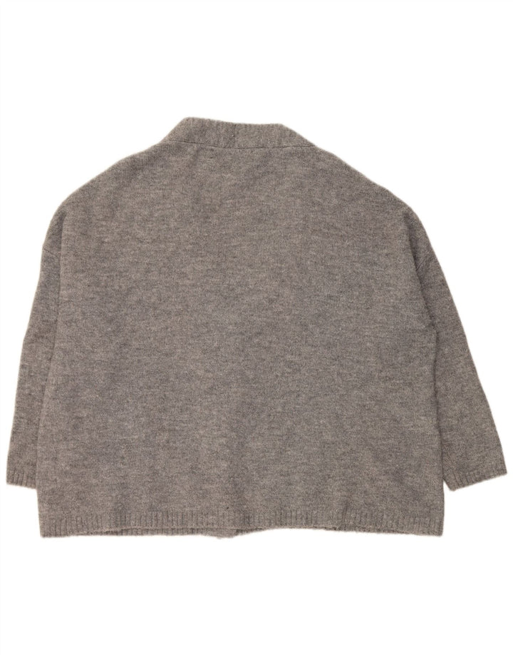 Zara Suéter Cardigan Oversized Feminino Reino Unido 10 Pequeno Acrílico Cinza