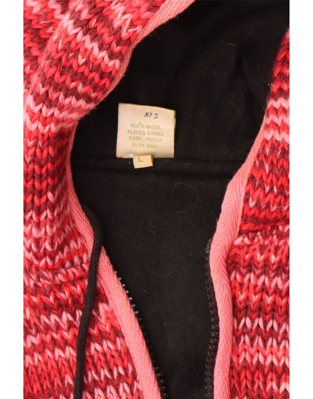 Suéter cardigã feminino VINTAGE com capuz Reino Unido 16 grande lã manchada vermelha