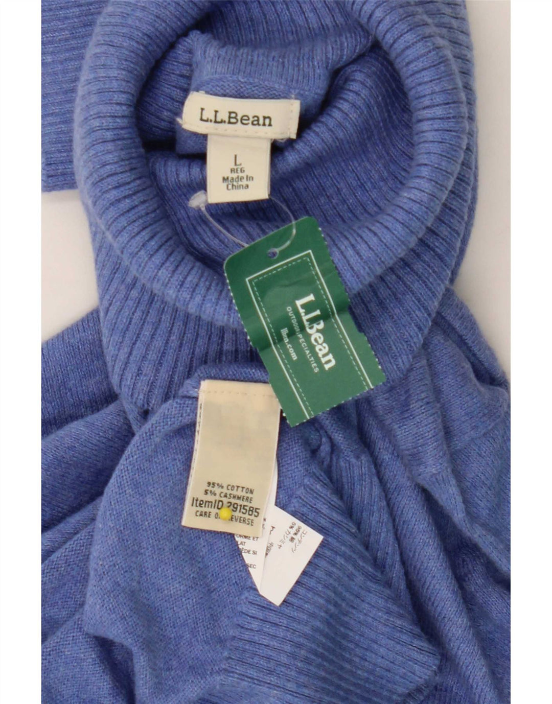 Suéter masculino L.L.Bean com gola redonda e algodão azul grande