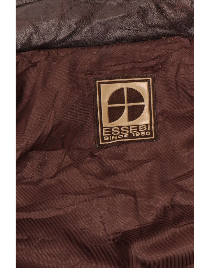 Jaqueta de couro masculina ESSEBI UK 40 grande marrom