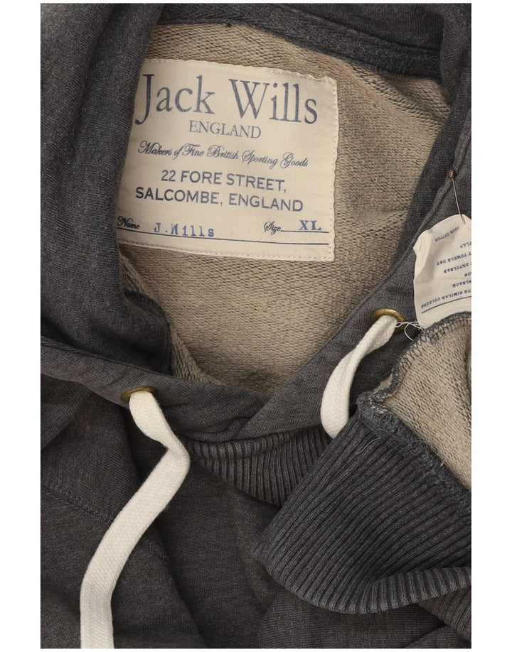 Jumper com capuz gráfico masculino JACK WILLS XL algodão cinza