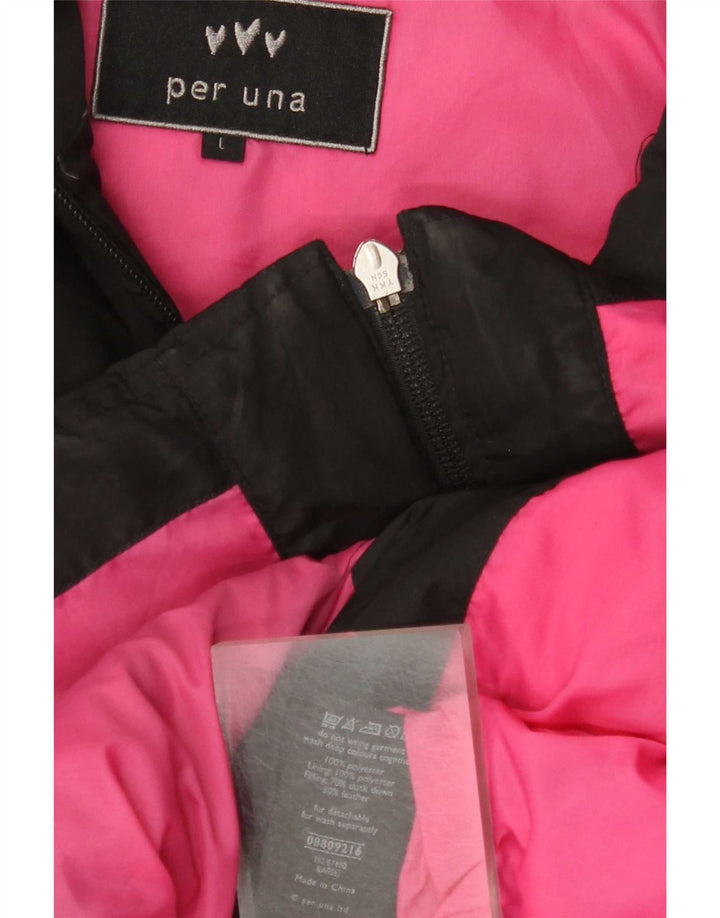 Casaco acolchoado com capuz feminino Per Una UK 16 grande poliéster preto