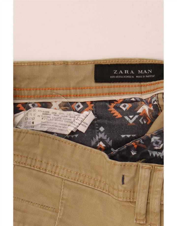 Zara Mens Chino Shorts EU 40 Médio W31 Algodão Bege