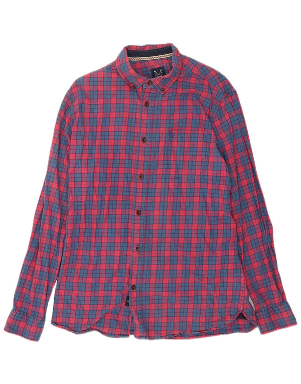 Crew Clothing Mens Camisa de flanela slim fit grande algodão xadrez vermelho