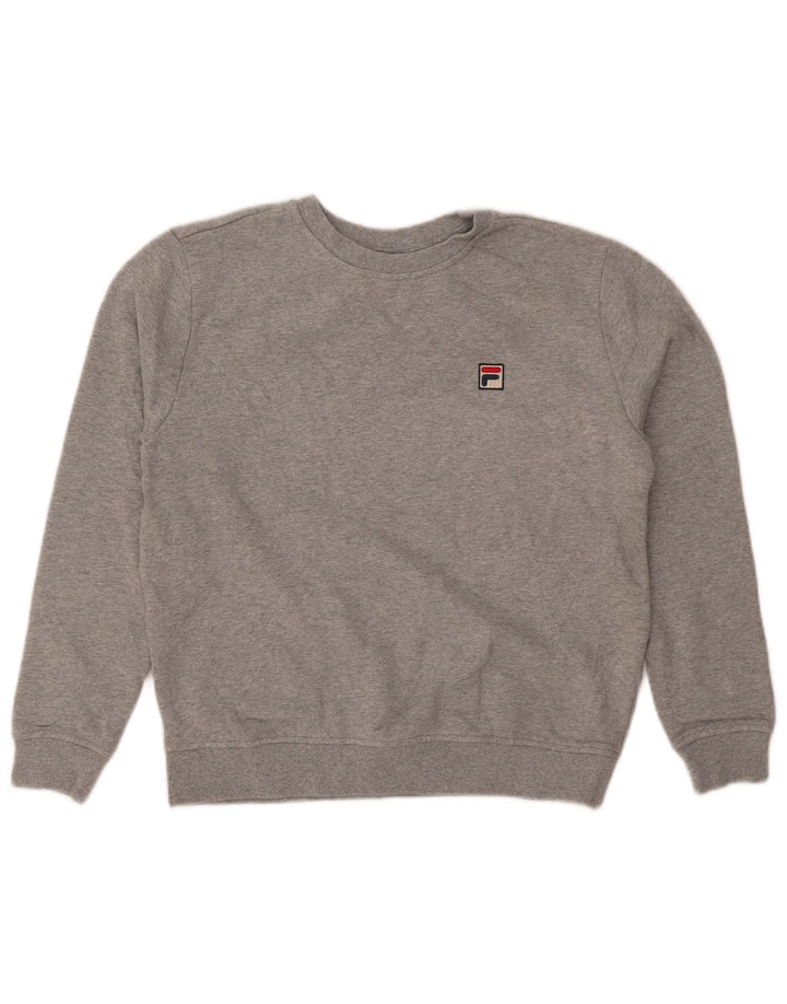 Fila moletom feminino jumper UK 14 algodão manchado cinza médio