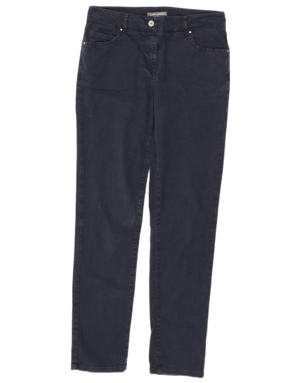 Laura Ashley Calça feminina casual justa Reino Unido 10 pequena W30 L30 azul marinho