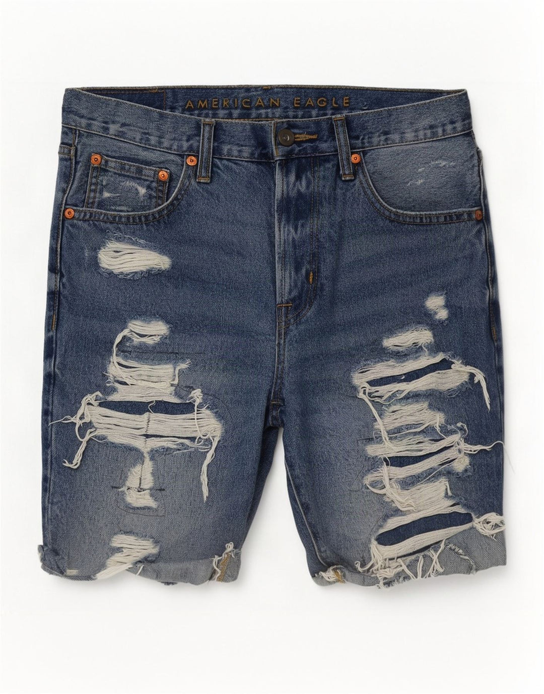 Shorts jeans masculino American Eagle desgastado W31 algodão azul médio