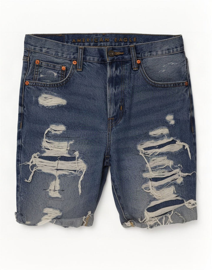 Shorts jeans masculino American Eagle desgastado W31 algodão azul médio