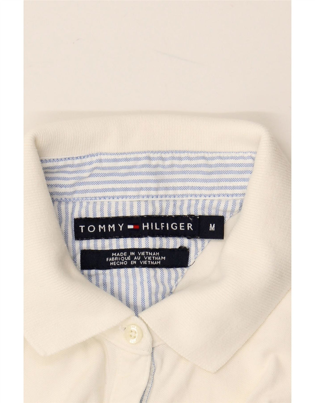 Camisa polo feminina TOMMY HILFIGER UK 14 médio branco